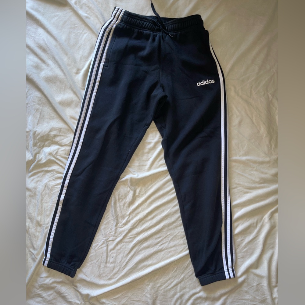 Adidas Black Joggers with White Stripes